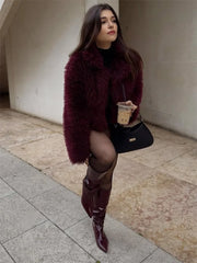 Faux Fuzzy Fur Crop Coat