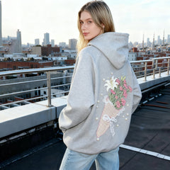 Bouquet Flower Print Hooded Sweatshirt