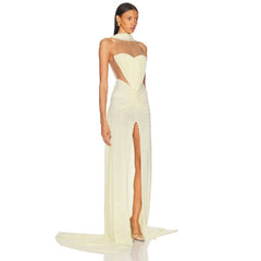 Yellow Patchwork Ruched Slit Wrap Around Sleeve Midi Dress