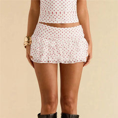 Layered Ruffle Polka Dot Mini Skirt