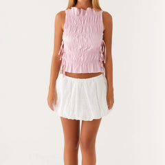 Smocked Tie Up Tank Top