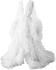 Long Tulle Fluffy Sleepwear Robes
