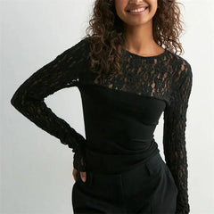 Lace Patchwork Long Sleeve Top