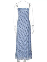 Polka Dot Strapless Maxi Dress