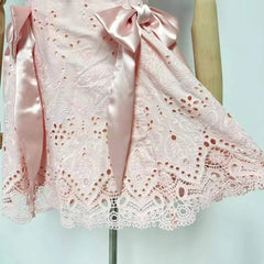 Eyelet Bow Waist Mini Dress