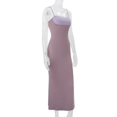 Purple Patchwork Cami Long Dress
