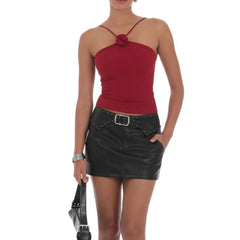 Burgundy Rose Halter Top