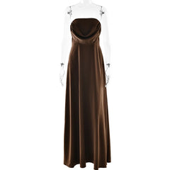 Satin Strapless Drape Maxi Gown