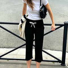 Drawstring Wide Leg Yoga Capri Pants