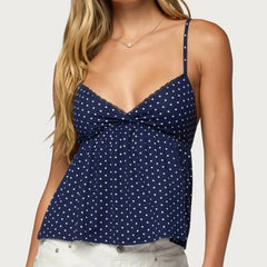 Blue Polka Dot Babydoll Top