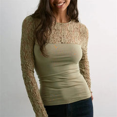 Lace Patchwork Long Sleeve Top