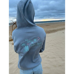 Beach Coral Embroidered  Hooded Sweatshirt