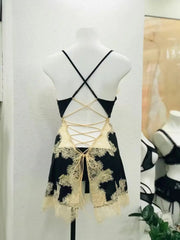 Black Lace Trim Slip Nightdress