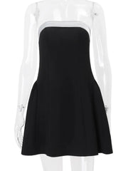 Black Tube Turned Flare Mini Dress