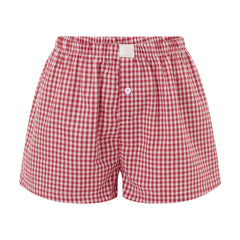 Elastic Waist Striped Plaid Print Shorts