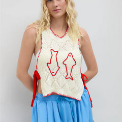 Fish Crochet Vest Tie Up Tank Top