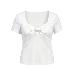 Front Bow Knot Short Sleeve T-Shirt