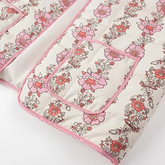 Pink Flower Print 
Quilted Coat