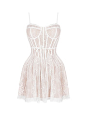 White Lace Corset Strap Mini Dress