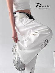 Lace Trim Waist Wide Leg Joggers