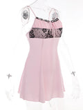 Pink Lace Strappy Mini Dress
