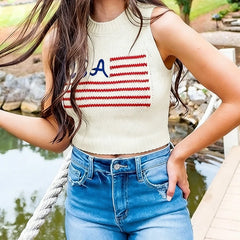 USA Knit Crop Vest