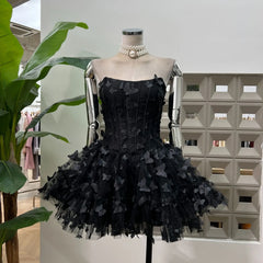 Strapless Tiered Ruffle Mini Dress