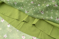Green Floral Print Bow-Tied Long Dress