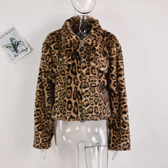 Faux Fur Leopard  Jacket Free From Label