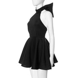 Big Bow Pleated Solid Splice Halter Neck Mini Dress