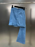 Denim Elastic Zipper Suspender Rose Patchwork Mini Skirts