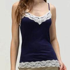 Stripe Lace Trim Cami Top