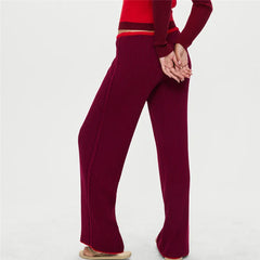 Knitted Wide Legs High Waist Straight-leg Trousers
