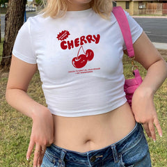 Cherry Red Letter Print White Tee - Free From Label