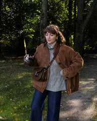 Women's brown suede overshirt.