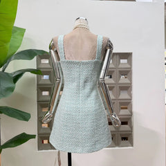 Tweed Bow Detail Halter Mini Dress