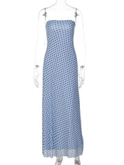 Polka Dot Strapless Maxi Dress