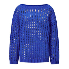 Off Shoulder Crochet Hollow Out Sweater
