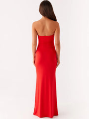 Orange Metal Rose Hollow Out Maxi Dress