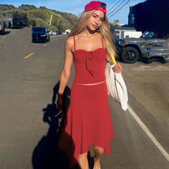 Solid Cami Top And Midi Skirt Set
