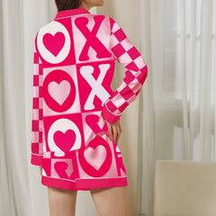 Letter Plaid Print Pajama Loungewear Set