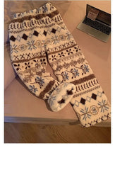 Geometric Winter Print Plush Sweatpants