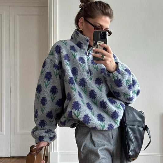 Fleece Printing Half-Zip Sweatshirt