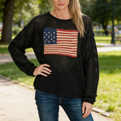 American Flag Crochet Sweater Top