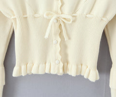 Knit Cropped Drawstring Cardigan Top