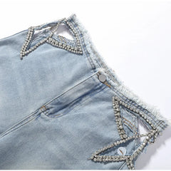 Crystal Star Hollow Out Jeans