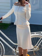 Off Shoulder Print Polka Dot Top