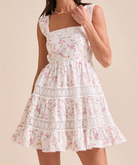 White Floral Tank Mini Dress