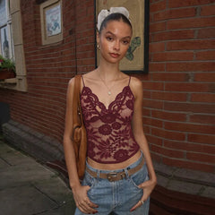 Floral Lace Camisole Crop Top