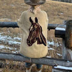Shawl Collar Back Printed Cardigan